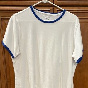 Lands' End White and Blue Short Sleeve Tee Size Large